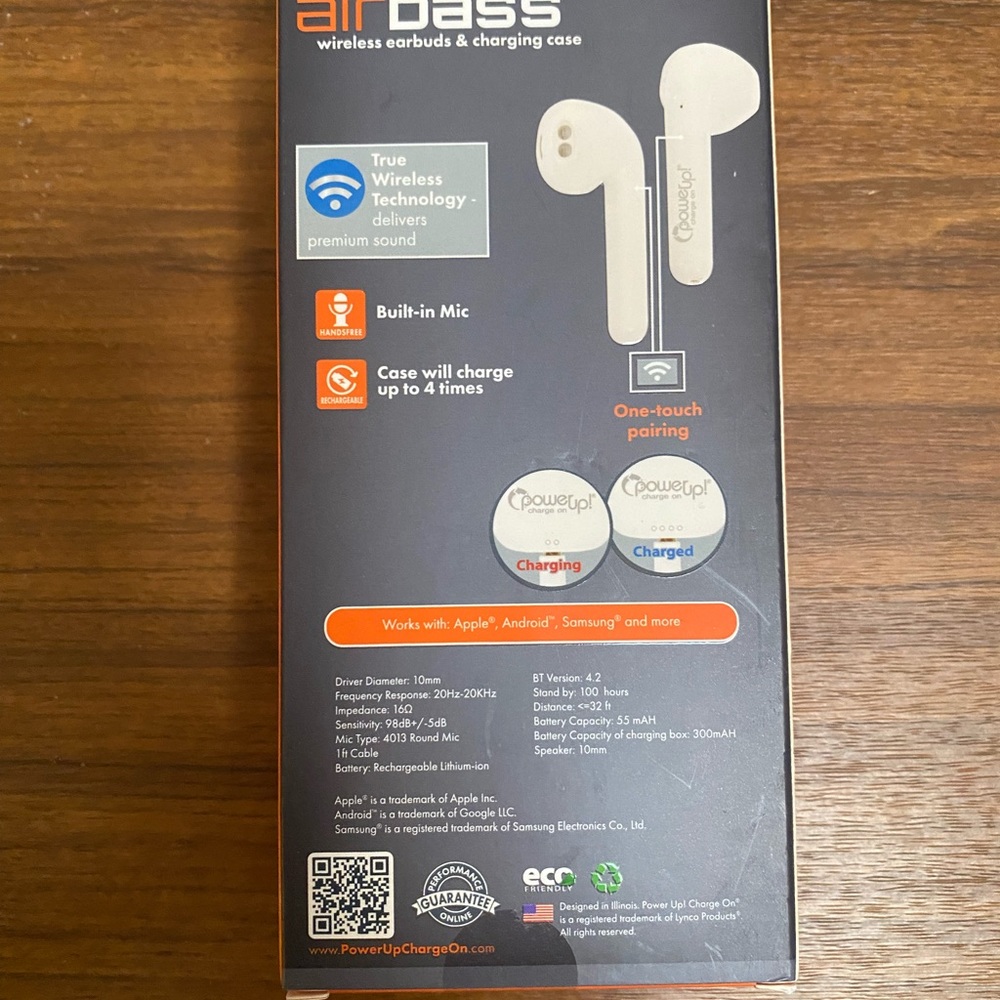 Air Bass ear buds. New in box